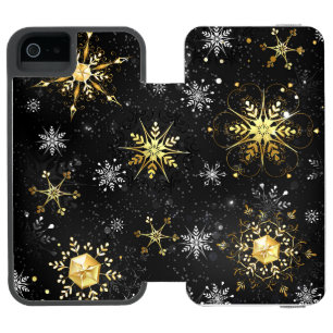 Capa Carteira Incipio Watson™ Para iPhone 5 Flocos de neve do Ouro Xmas em preto
