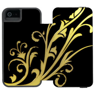 Capa Carteira Incipio Watson™ Para iPhone 5 Flor luxuosa abstrata do ouro do falso