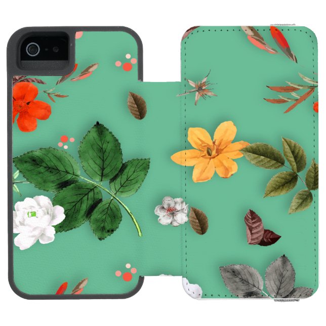 Capa Carteira Para iPhone, Incipio Flores Amarelas e Rosas Brancas 14 (Fólio aberto)