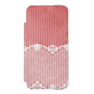 Capa Carteira Incipio Watson™ Para iPhone 5 Fundo cor-de-rosa e branco com laço preto