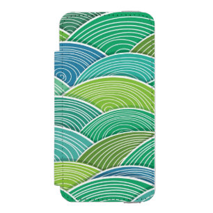 Capa Carteira Incipio Watson™ Para iPhone 5 Fundo de ondas verdes abstratas onduladas