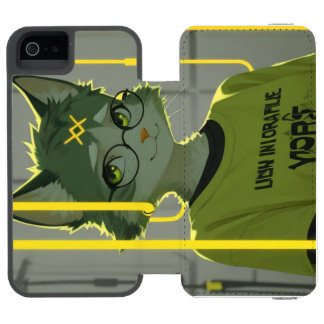 Capa Carteira Incipio Watson™ Para iPhone 5 Gato Anime Fofo com Óculos Gráficos Verde Lima