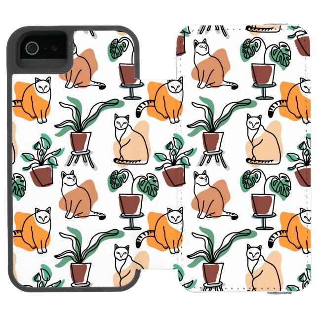 Capa Carteira Para iPhone, Incipio Gatos e flores para desenho de linhagens (Fólio aberto)