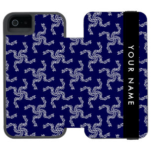 Capa Carteira Incipio Watson™ Para iPhone 5 Guirlanda de Natal, Azul, Seu nome, Personalizar