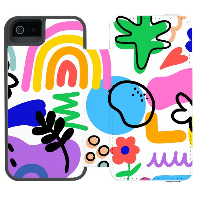 Capa Carteira Para iPhone, Incipio Happy and colorful abstract designs (Fólio aberto)