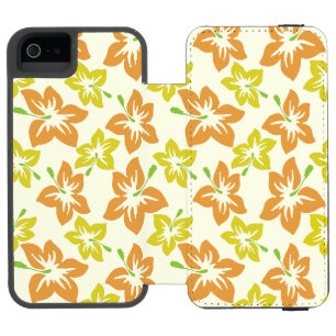 Capa Carteira Incipio Watson™ Para iPhone 5 Hibisco Amarelo, Hibisco Laranja, Padrão Floral