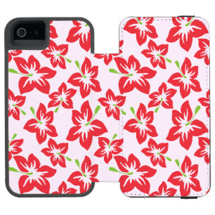 Capa Carteira Incipio Watson™ Para iPhone 5 Hibisco Vermelho, Flores Vermelhas, Padrão de Flor
