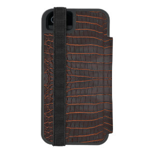 Capa Carteira Incipio Watson™ Para iPhone 5 Impressão de Textura Crocodilo de Nilo de Castanha