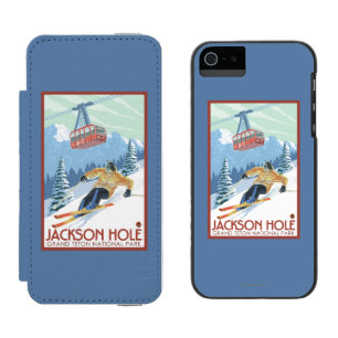 Capa Carteira Incipio Watson™ Para iPhone 5 Jackson Hole, esquiador de Wyoming e bonde
