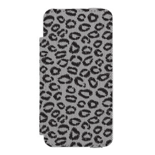 Capa Carteira Incipio Watson™ Para iPhone 5 Laço líquido preto com teste padrão do leopardo
