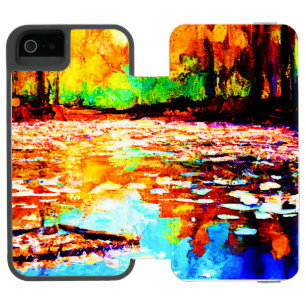 Capa Carteira Incipio Watson™ Para iPhone 5 Linda Floresta Laranja Brilhante Colorida. Comprar
