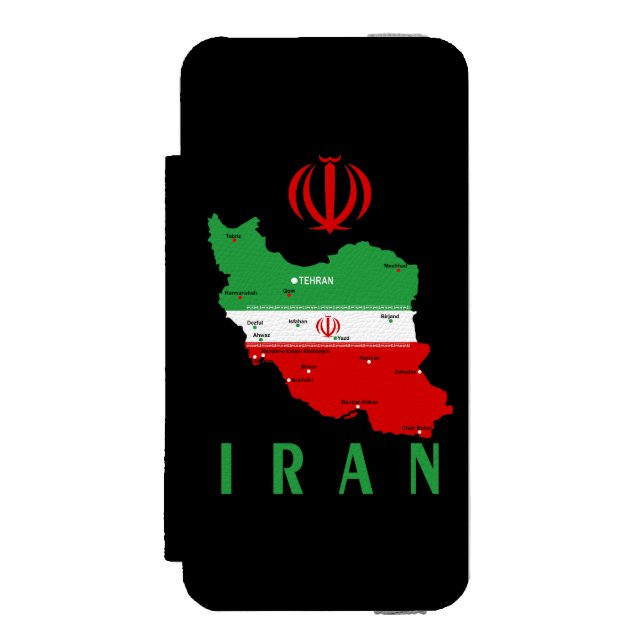 Capa Carteira Para iPhone, Incipio Mapa do Irã com Bandeira e Emblema (Frente do fólio)