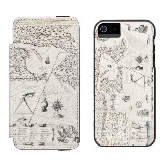Capa Carteira Incipio Watson™ Para iPhone 5 Mapa Mundial Medieval Quebec Nova França América
