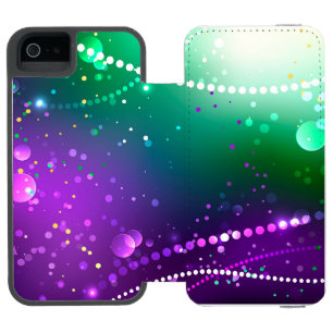 Capa Carteira Incipio Watson™ Para iPhone 5 Mardi Gras Festivo Purple Background