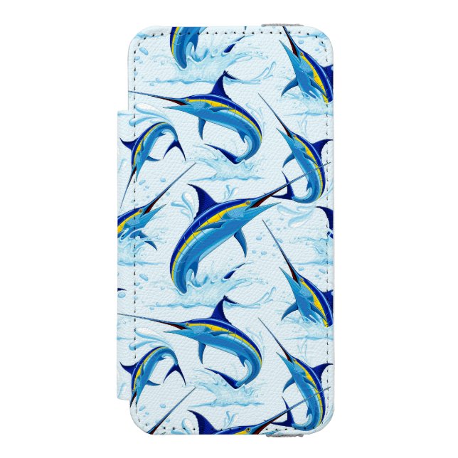 Capa Carteira Para iPhone, Incipio Marlin Azul Saltando do Oceano (Frente do fólio)