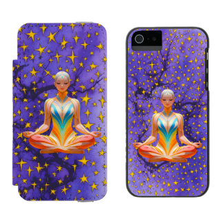 Capa Carteira Incipio Watson™ Para iPhone 5 Meditativa Mulher e design de padrão estelar único