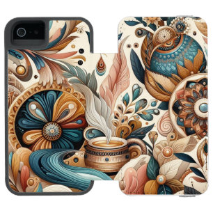 Capa Carteira Incipio Watson™ Para iPhone 5 Mistura boêmica de chá, magenta, flores roxas