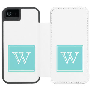 Capa Carteira Incipio Watson™ Para iPhone 5 Monograma de Turquoise Square