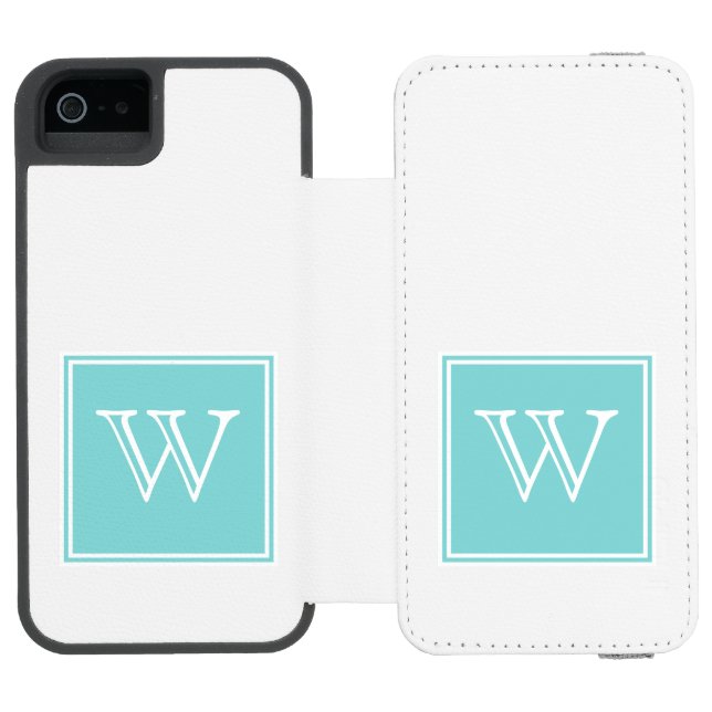 Capa Carteira Para iPhone, Incipio Monograma de Turquoise Square (Fólio aberto)
