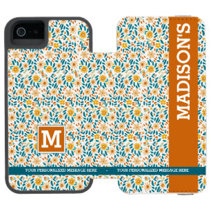Capa Carteira Incipio Watson™ Para iPhone 5 Monograma e Nome Floral Personalizado