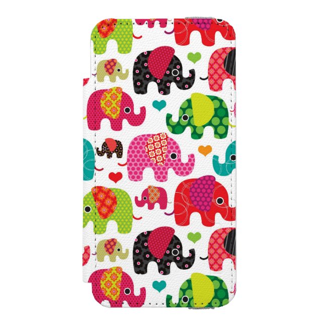 Capa Carteira Para iPhone, Incipio o elefante retro caçoa o papel de parede do teste (Frente do fólio)