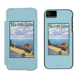 Capa Carteira Incipio Watson™ Para iPhone 5 O leão de OregonSea cava o poster das viagens