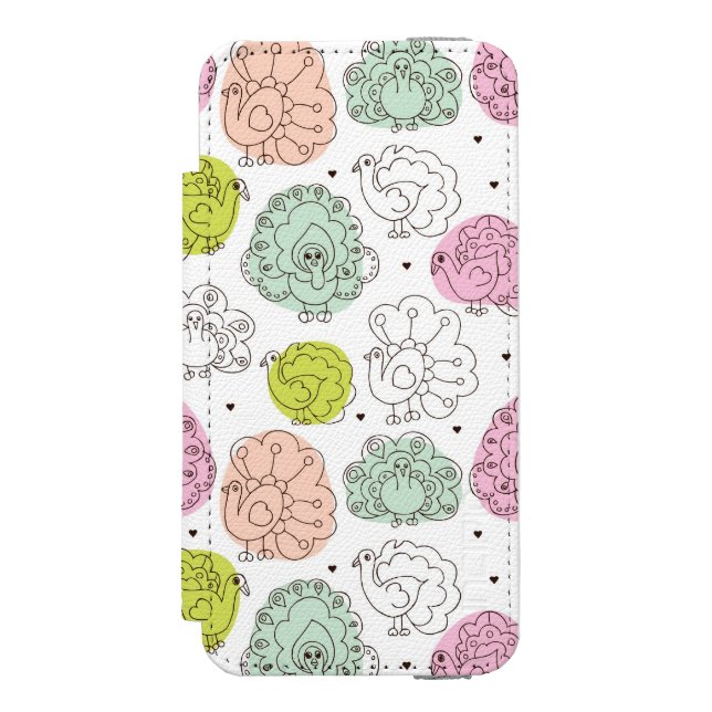 Capa Carteira Para iPhone, Incipio o pavão caçoa o vintage do papel de parede (Frente do fólio)