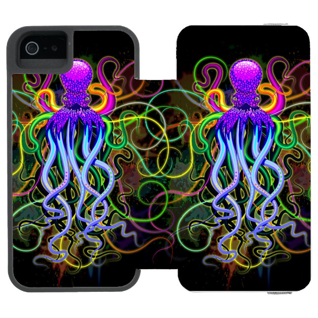 Capa Carteira Para iPhone, Incipio Octopus Luminescência Psicodélica (Fólio aberto)