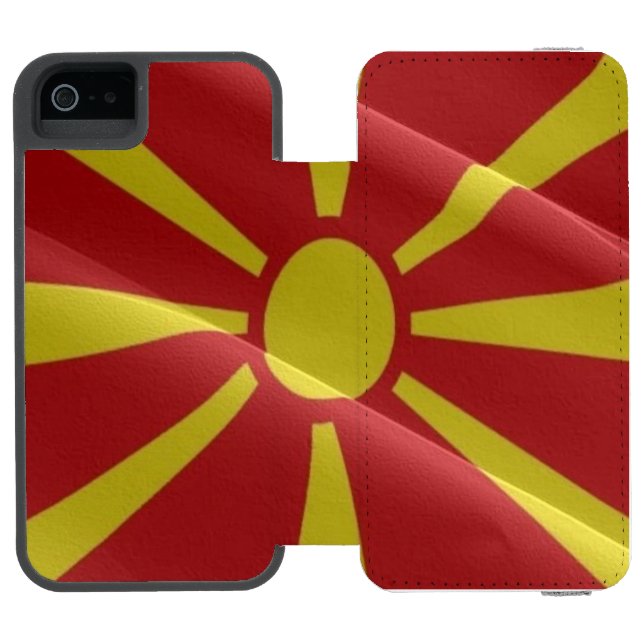 Capa Carteira Para iPhone, Incipio Onda de bandeiras da Macedônia do Norte - (Fólio aberto)