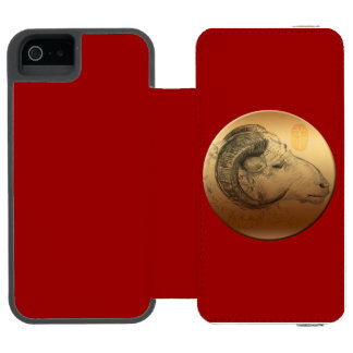Capa Carteira Incipio Watson™ Para iPhone 5 Ouro Ram ou Aries - Chinês + Astrolgia Ocidental