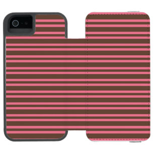 Capa Carteira Incipio Watson™ Para iPhone 5 Padrão contínuo de listras marrons rosadas