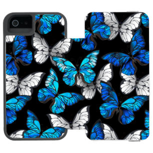 Capa Carteira Incipio Watson™ Para iPhone 5 Padrão contínuo escuro com borboletas azuis Morpho