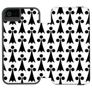 Capa Carteira Incipio Watson™ Para iPhone 5 Padrão de Arminho, Padrão Medieval, Preto no Branc
