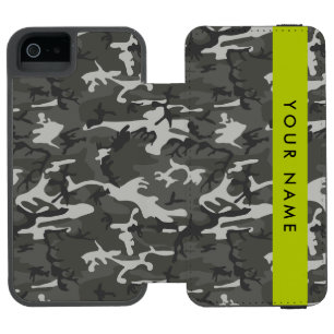Capa Carteira Incipio Watson™ Para iPhone 5 Padrão de Camuflagem Cinza, Seu nome, Personalize