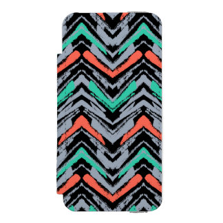 Capa Carteira Incipio Watson™ Para iPhone 5 Padrão De Chevron Desenhado À Mão De cinza, Teal E