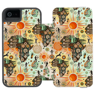 Capa Carteira Incipio Watson™ Para iPhone 5 Padrão de Elementos Tribais Decorativos do Mapa da