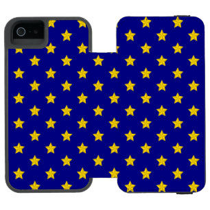 Capa Carteira Incipio Watson™ Para iPhone 5 Padrão de Estrelas Douradas, Azul Marinho, Exclusi