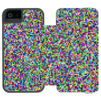 Capa Carteira Incipio Watson™ Para iPhone 5 Padrão de Fundo de Quadrados de Pixel Coloridos