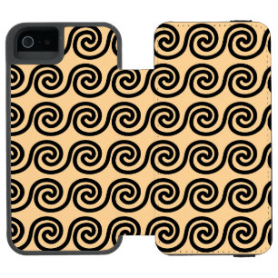 Capa Carteira Incipio Watson™ Para iPhone 5 Padrão de Ondas da Chave Meandro Grega Marrom