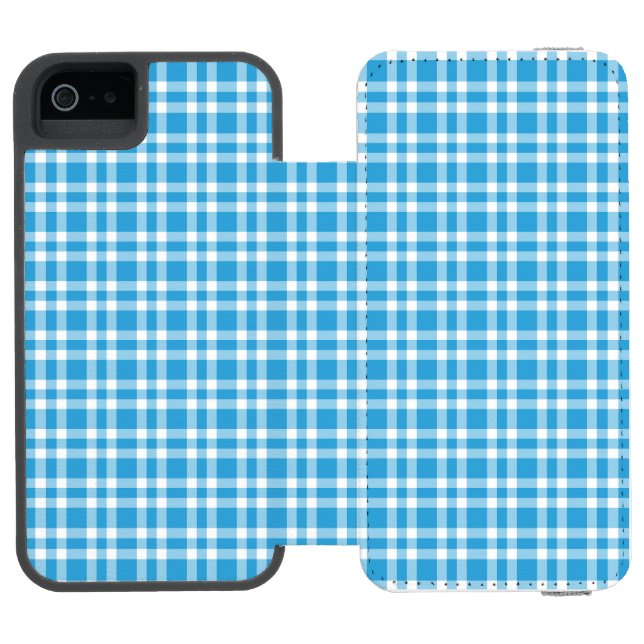 Capa Carteira Para iPhone, Incipio Padrão Xadrez Azul Branco (Fólio aberto)