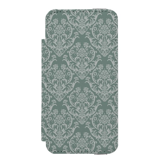 Capa Carteira Para iPhone, Incipio Papel de parede floral verde (Frente do fólio)