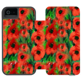 Capa Carteira Incipio Watson™ Para iPhone 5 Papoulas Vermelhas Apaixonadas e Folhagem Verde Ab