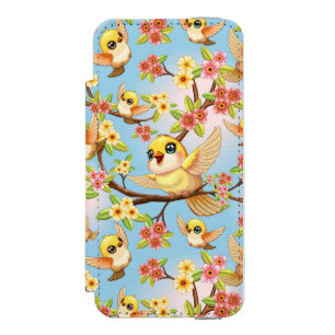 Capa Carteira Incipio Watson™ Para iPhone 5 Pássaros bonitos e felizes entre as flores da prim