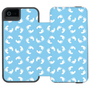 Capa Carteira Incipio Watson™ Para iPhone 5 Pegadas de Bebê, Pé de Bebês, Passos, Azul, Menino
