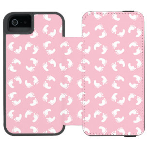 Capa Carteira Incipio Watson™ Para iPhone 5 Pegadas de Bebê, Pé de Bebês, Passos, Menina Rosa