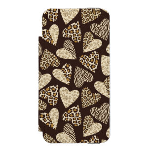 Capa Carteira Incipio Watson™ Para iPhone 5 Pele animal com corações