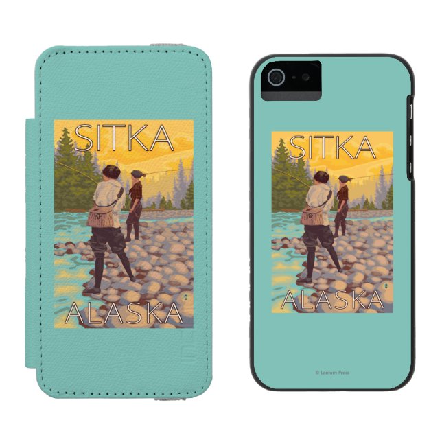 Capa Carteira Para iPhone, Incipio Pesca com mosca das mulheres - Sitka, Alaska (Lado a lado)