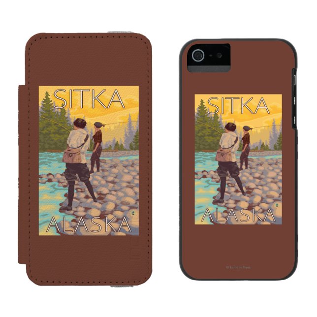 Capa Carteira Para iPhone, Incipio Pesca com mosca das mulheres - Sitka, Alaska (Lado a lado)
