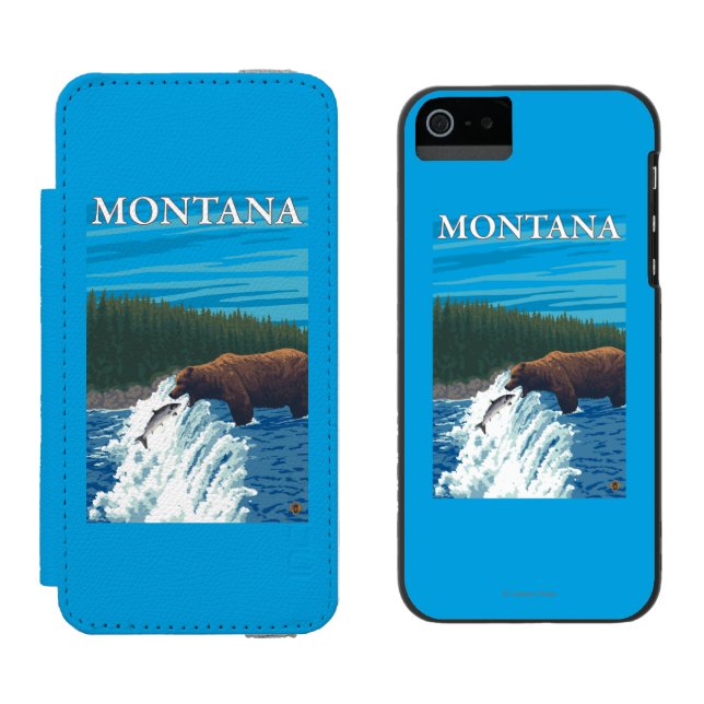 Capa Carteira Para iPhone, Incipio Pesca do urso no rio - Montana (Lado a lado)
