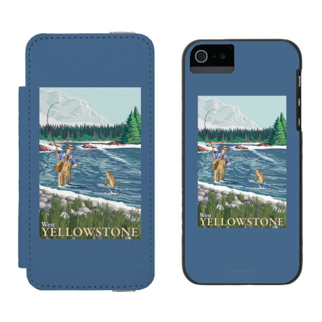 Capa Carteira Para iPhone, Incipio Pescador da mosca - Yellowstone ocidental, Montana (Lado a lado)